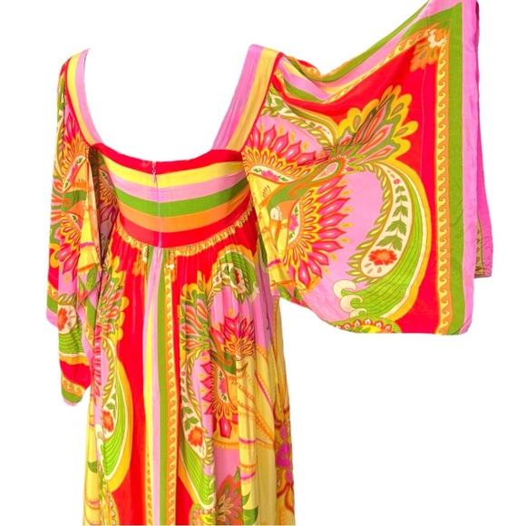 FARM RIO NWOT Beach Toucans Midi Dress in Yellow Multi Size S - Picture 6 of 12